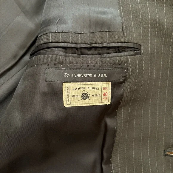 John Varvatos Gray Pinstripe Worsted Wool Sullivan Suit Jacket Blazer Size 40R/M